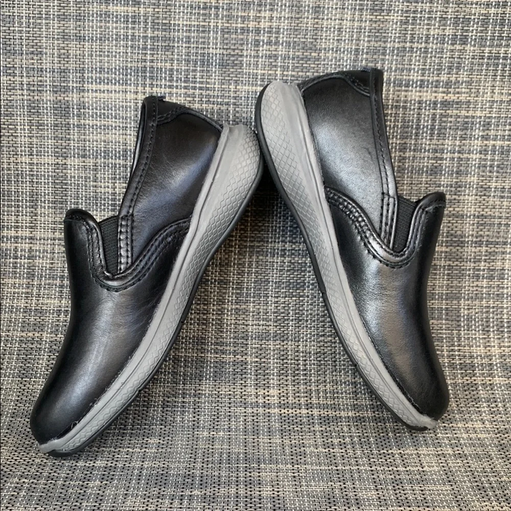 Florsheim Boys Great Lakes Jr. Plain Black Leather Slip-On Dress Shoes Size 10